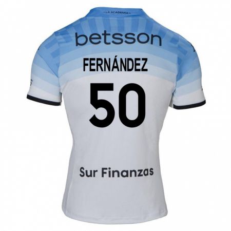 Kandiny Gyermek Román Fernández #50 Fehér Kék Fekete Idegenbeli Jersey 2024/25 Mez Póló Ing