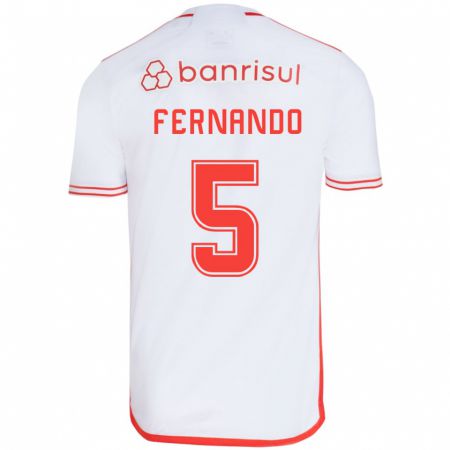 Kandiny Gyermek Fernando #5 Fehér Piros Idegenbeli Jersey 2024/25 Mez Póló Ing