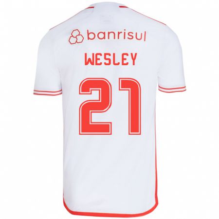 Kandiny Gyermek Wesley #21 Fehér Piros Idegenbeli Jersey 2024/25 Mez Póló Ing