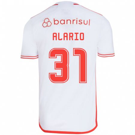 Kandiny Gyermek Lucas Alario #31 Fehér Piros Idegenbeli Jersey 2024/25 Mez Póló Ing