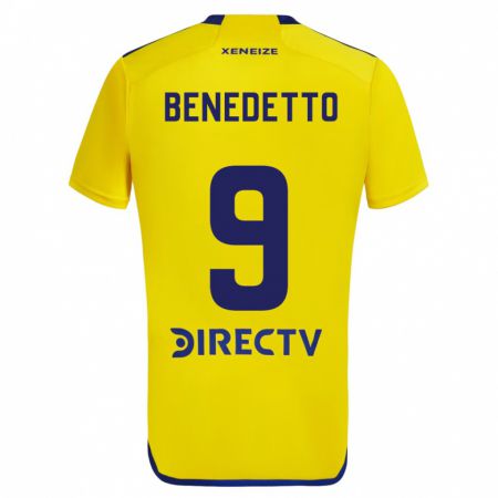 Kandiny Gyermek Darío Benedetto #9 Sárga Kék Idegenbeli Jersey 2024/25 Mez Póló Ing