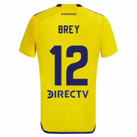 Kandiny Gyermek Leandro Brey #12 Sárga Kék Idegenbeli Jersey 2024/25 Mez Póló Ing