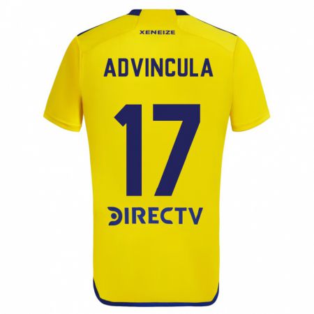 Kandiny Gyermek Luis Advíncula #17 Sárga Kék Idegenbeli Jersey 2024/25 Mez Póló Ing