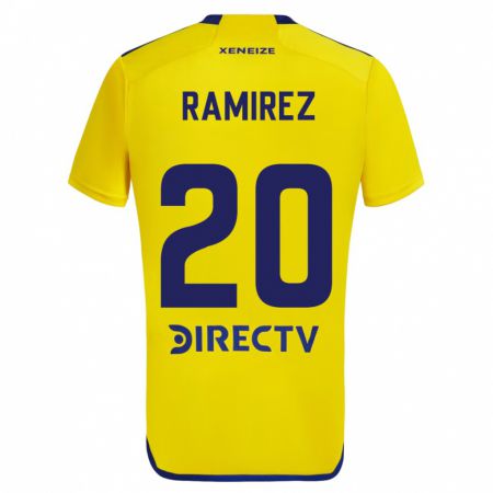 Kandiny Gyermek Juan Ramírez #20 Sárga Kék Idegenbeli Jersey 2024/25 Mez Póló Ing