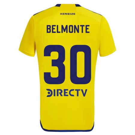 Kandiny Gyermek Tomás Belmonte #30 Sárga Kék Idegenbeli Jersey 2024/25 Mez Póló Ing