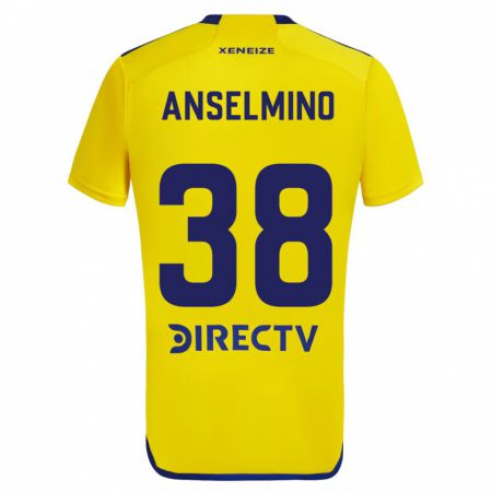 Kandiny Gyermek Aarón Anselmino #38 Sárga Kék Idegenbeli Jersey 2024/25 Mez Póló Ing