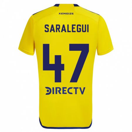 Kandiny Gyermek Jabes Saralegui #47 Sárga Kék Idegenbeli Jersey 2024/25 Mez Póló Ing