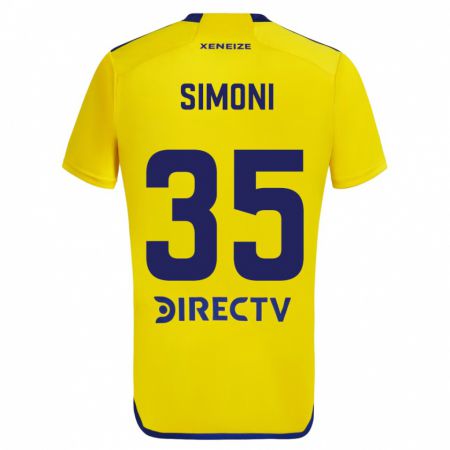 Kandiny Gyermek Valentino Simoni #35 Sárga Kék Idegenbeli Jersey 2024/25 Mez Póló Ing