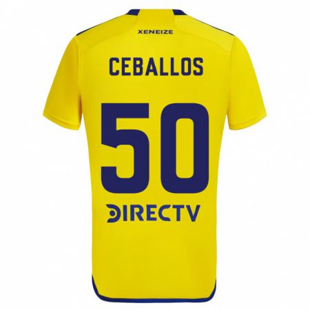 Kandiny Gyermek Julián Ceballos #50 Sárga Kék Idegenbeli Jersey 2024/25 Mez Póló Ing