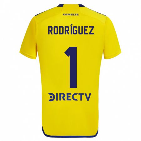 Kandiny Gyermek Fernando Rodríguez #1 Sárga Kék Idegenbeli Jersey 2024/25 Mez Póló Ing