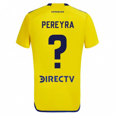 Kandiny Gyermek Milton Pereyra #0 Sárga Kék Idegenbeli Jersey 2024/25 Mez Póló Ing