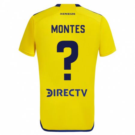 Kandiny Gyermek Rodrigo Montes #0 Sárga Kék Idegenbeli Jersey 2024/25 Mez Póló Ing