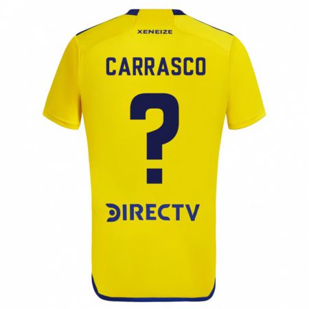 Kandiny Gyermek Julián Carrasco #0 Sárga Kék Idegenbeli Jersey 2024/25 Mez Póló Ing