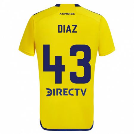 Kandiny Gyermek Tomás Díaz #43 Sárga Kék Idegenbeli Jersey 2024/25 Mez Póló Ing