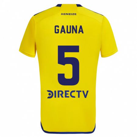 Kandiny Gyermek Santiago Gauna #5 Sárga Kék Idegenbeli Jersey 2024/25 Mez Póló Ing