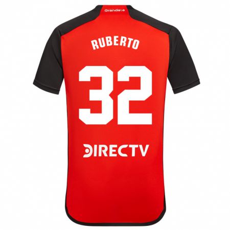 Kandiny Gyermek Agustín Ruberto #32 Piros Fekete Fehér Idegenbeli Jersey 2024/25 Mez Póló Ing