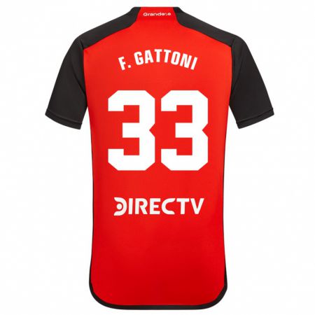 Kandiny Gyermek Federico Gattoni #33 Piros Fekete Fehér Idegenbeli Jersey 2024/25 Mez Póló Ing