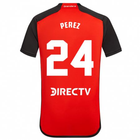 Kandiny Gyermek Enzo Pérez #24 Piros Fekete Fehér Idegenbeli Jersey 2024/25 Mez Póló Ing