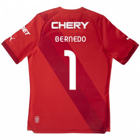 Kandiny Gyermek Vicente Bernedo #1 Piros Fehér Idegenbeli Jersey 2024/25 Mez Póló Ing