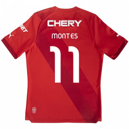 Kandiny Gyermek Clemente Montes #11 Piros Fehér Idegenbeli Jersey 2024/25 Mez Póló Ing