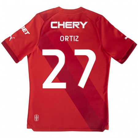 Kandiny Gyermek Jorge Ortiz #27 Piros Fehér Idegenbeli Jersey 2024/25 Mez Póló Ing