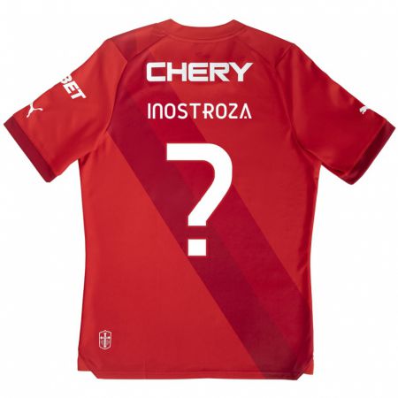 Kandiny Gyermek Fernando Inostroza #0 Piros Fehér Idegenbeli Jersey 2024/25 Mez Póló Ing