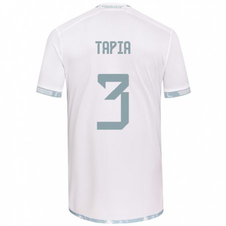 Kandiny Gyermek Ignacio Tapia #3 Fehér Szürke Idegenbeli Jersey 2024/25 Mez Póló Ing