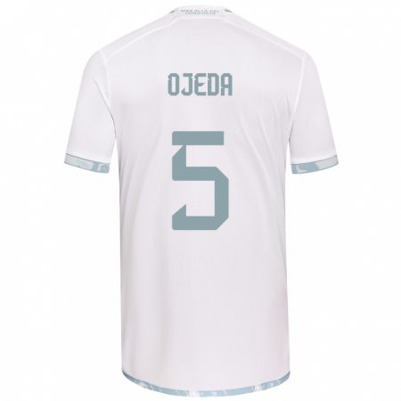 Kandiny Gyermek Emmanuel Ojeda #5 Fehér Szürke Idegenbeli Jersey 2024/25 Mez Póló Ing