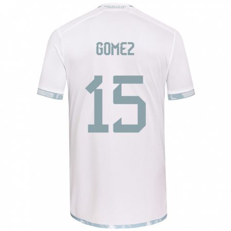 Kandiny Gyermek Juan Pablo Gómez #15 Fehér Szürke Idegenbeli Jersey 2024/25 Mez Póló Ing