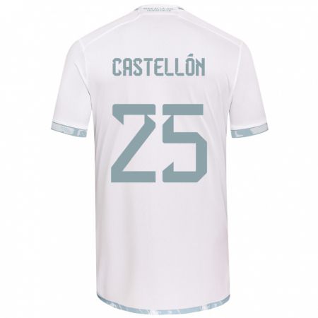 Kandiny Gyermek Gabriel Castellón #25 Fehér Szürke Idegenbeli Jersey 2024/25 Mez Póló Ing