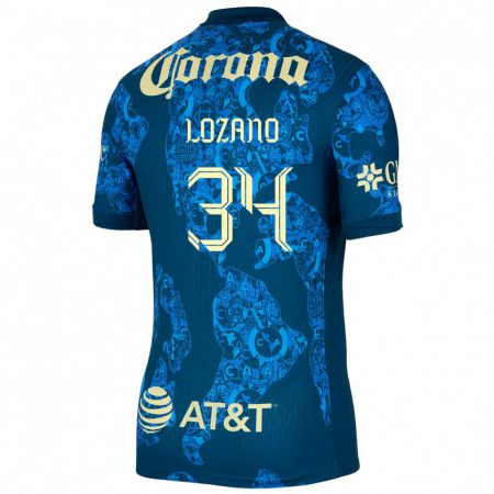 Kandiny Gyermek Esteban Lozano #34 Kék Sárga Idegenbeli Jersey 2024/25 Mez Póló Ing