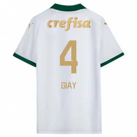 Kandiny Gyermek Agustín Giay #4 Fehér Zöld Idegenbeli Jersey 2024/25 Mez Póló Ing