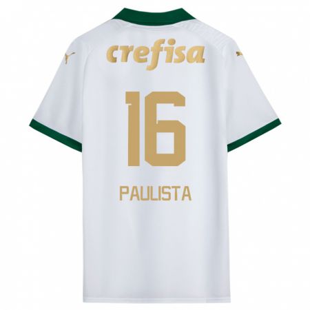 Kandiny Gyermek Caio Paulista #16 Fehér Zöld Idegenbeli Jersey 2024/25 Mez Póló Ing