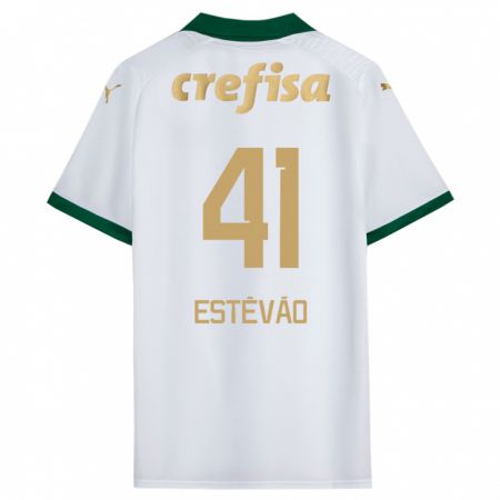 Kandiny Gyermek Estêvão #41 Fehér Zöld Idegenbeli Jersey 2024/25 Mez Póló Ing