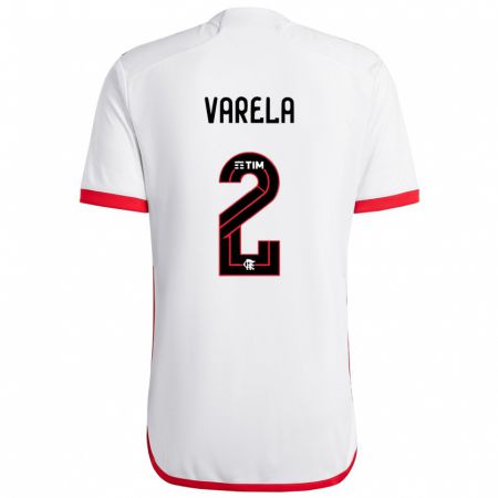 Kandiny Gyermek Guillermo Varela #2 Fehér Piros Idegenbeli Jersey 2024/25 Mez Póló Ing