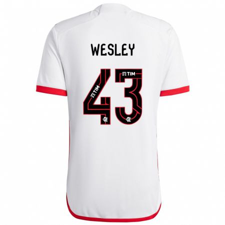 Kandiny Gyermek Wesley #43 Fehér Piros Idegenbeli Jersey 2024/25 Mez Póló Ing