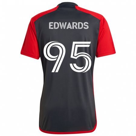 Kandiny Férfi Nathaniel Edwards #95 Szürke Vörös Hazai Jersey 2024/25 Mez Póló Ing