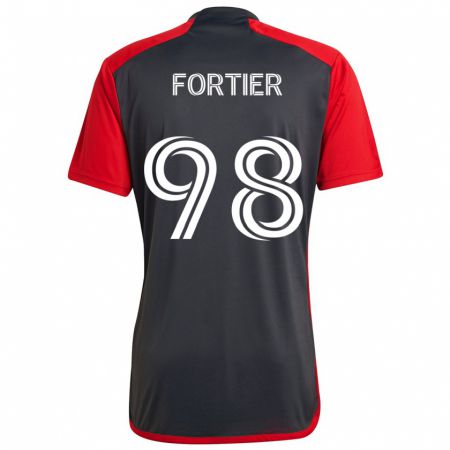 Kandiny Férfi Kristjan Fortier #98 Szürke Vörös Hazai Jersey 2024/25 Mez Póló Ing