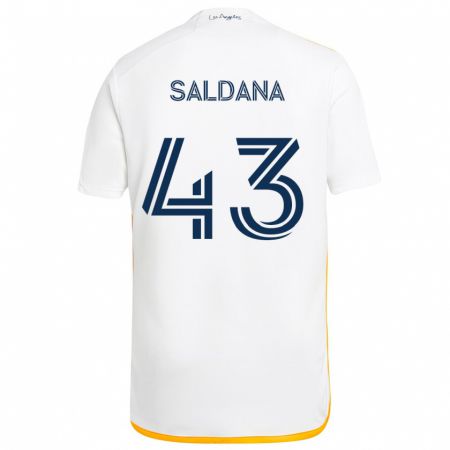 Kandiny Férfi Adam Saldaña #43 Fehér Sárga Hazai Jersey 2024/25 Mez Póló Ing