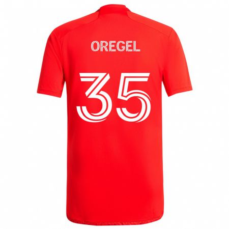 Kandiny Férfi Sergio Oregel #35 Piros Fehér Hazai Jersey 2024/25 Mez Póló Ing