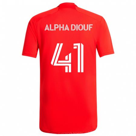 Kandiny Férfi Jean Alpha Diouf #41 Piros Fehér Hazai Jersey 2024/25 Mez Póló Ing