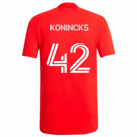 Kandiny Férfi Diego Konincks #42 Piros Fehér Hazai Jersey 2024/25 Mez Póló Ing