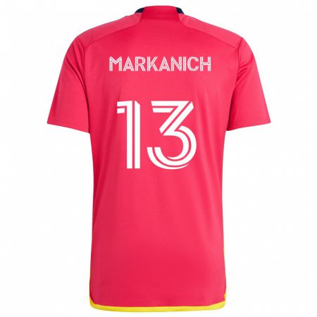 Kandiny Férfi Anthony Markanich #13 Piros Kék Hazai Jersey 2024/25 Mez Póló Ing