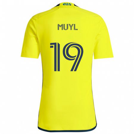 Kandiny Férfi Alex Muyl #19 Sárga Kék Hazai Jersey 2024/25 Mez Póló Ing