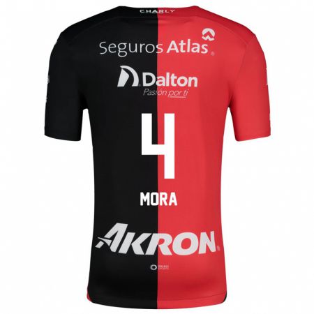 Kandiny Férfi Adrián Mora #4 Piros Fekete Hazai Jersey 2024/25 Mez Póló Ing