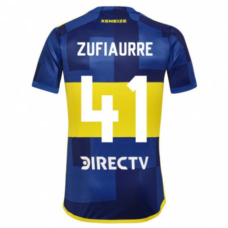 Kandiny Férfi Iker Zufiaurre #41 Kék Sárga Hazai Jersey 2024/25 Mez Póló Ing