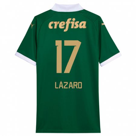 Kandiny Férfi Lázaro #17 Zöld Fehér Hazai Jersey 2024/25 Mez Póló Ing