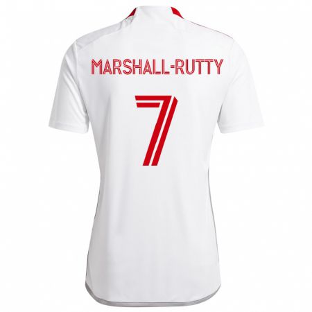 Kandiny Férfi Jahkeele Marshall-Rutty #7 Fehér Piros Idegenbeli Jersey 2024/25 Mez Póló Ing