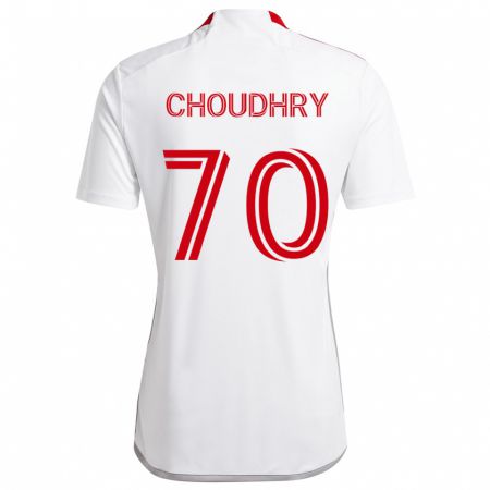 Kandiny Férfi Benjamin Choudhry #70 Fehér Piros Idegenbeli Jersey 2024/25 Mez Póló Ing