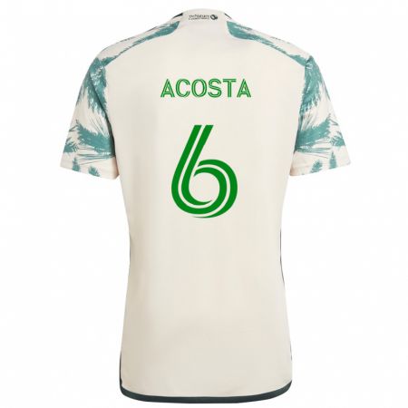 Kandiny Férfi Bryan Acosta #6 Bézs Barna Idegenbeli Jersey 2024/25 Mez Póló Ing